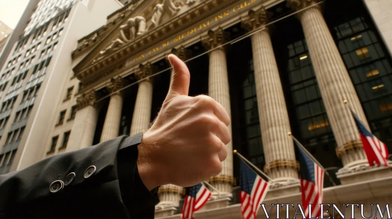 Thumbs Up in front of New York Stock Exchange | Architecture AI Image