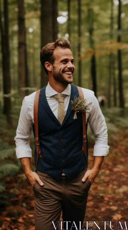 Young Man in Forest - Fashion Portrait AI Image