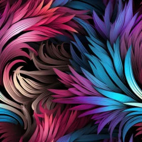 Colorful Feathers Seamless Pattern on Black Background