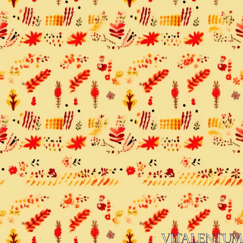 Hand-Painted Floral Pattern - Seamless Design AI Image