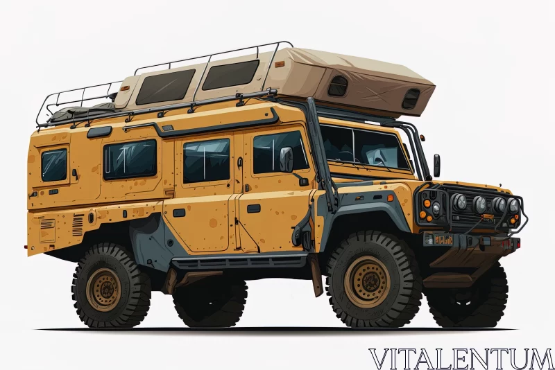 Hyper-Realistic Pop-Art Fusion: Defender with Tent and Roof AI Image