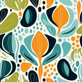 Retro Floral Vector Pattern - Mid-Century Modern Design