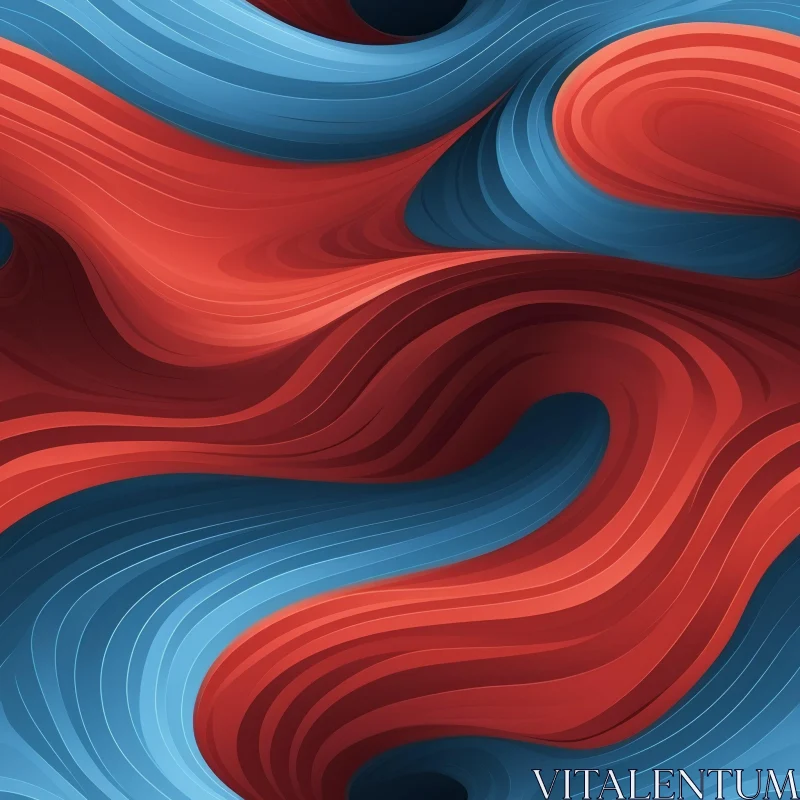 Abstract Wavy Pattern Background in Red and Blue AI Image