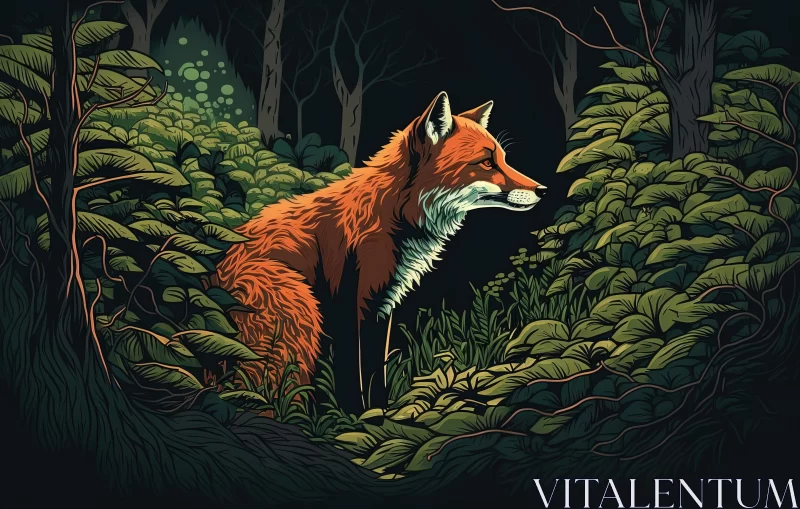 Captivating Illustration of a Fox in the Woods AI Image