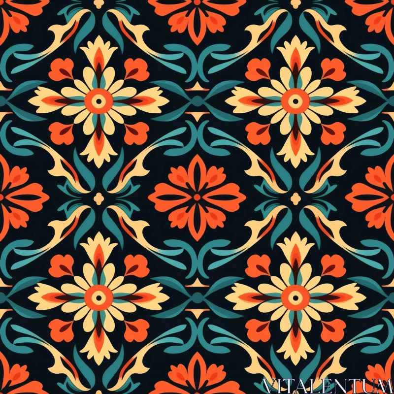 AI ART Colorful Floral Tiles Pattern - Traditional Tilework Inspiration