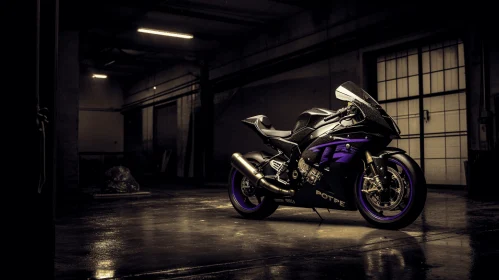 Dark and Explosive Motorcycle Art in a Garage | Abstract