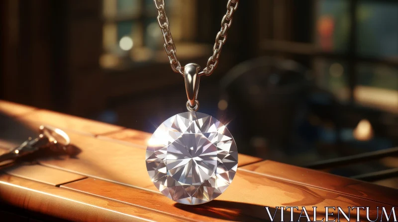 Exquisite Diamond Pendant on Silver Chain AI Image