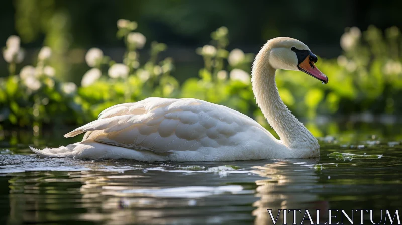 Graceful Swan in Natural Habitat AI Image