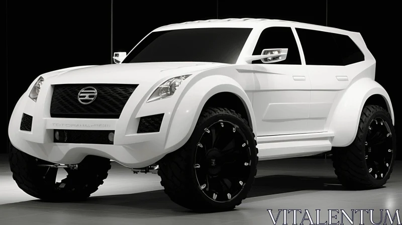 Mystical White SUV with Sculpted Design and Monochromatic Palette AI Image