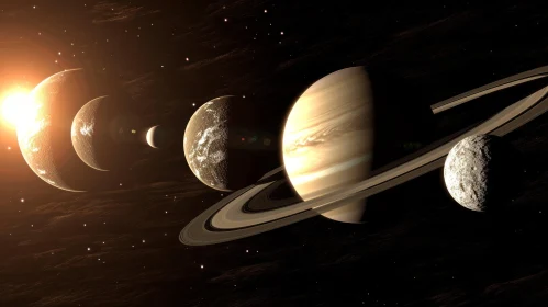 Realistic Painting of Saturn and Its Moons | Cosmic Beauty