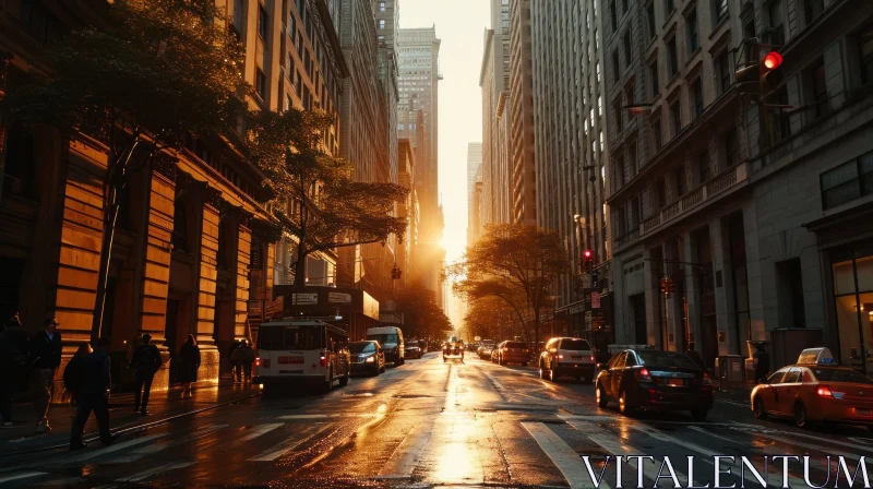 AI ART Stunning Urban Street Scene at Sunset