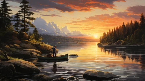Tranquil Mountain Lake Painting