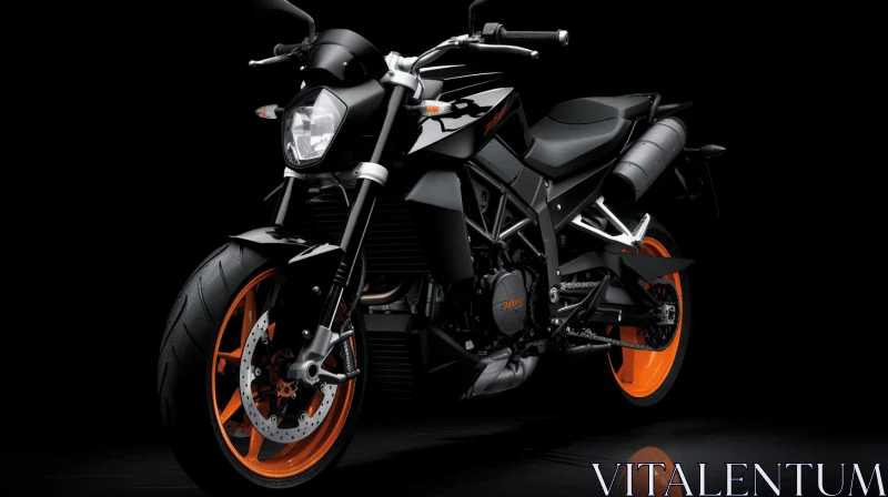 Captivating Black and Orange Motorcycle on a Sleek Black Background AI Image