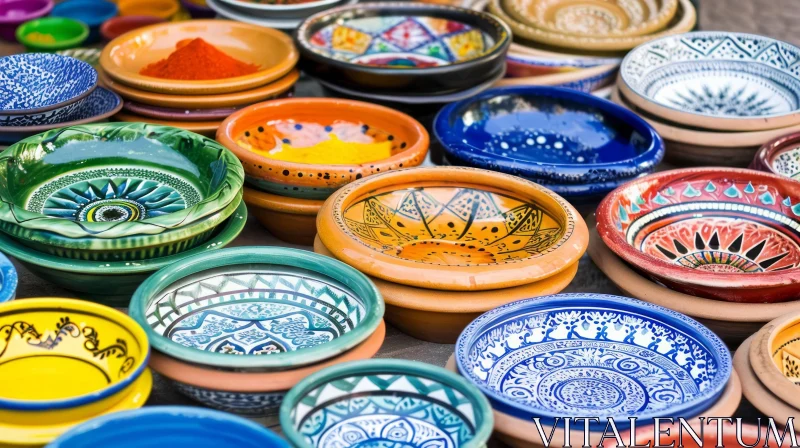 Eclectic Ceramic Bowls and Plates | Vibrant Collection AI Image