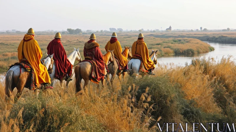 Enigmatic Horsemen: A Captivating Image of Ancient Warriors AI Image