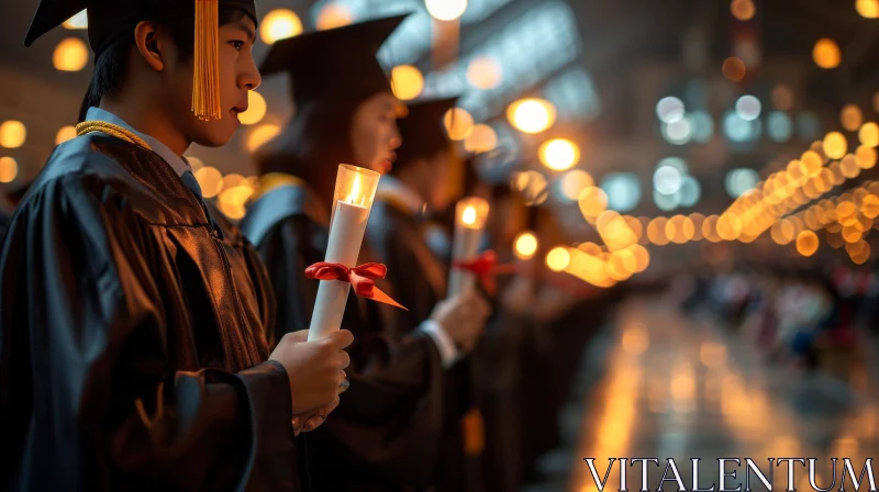 Graduation Ceremony with Candlelight - Group of People AI Image