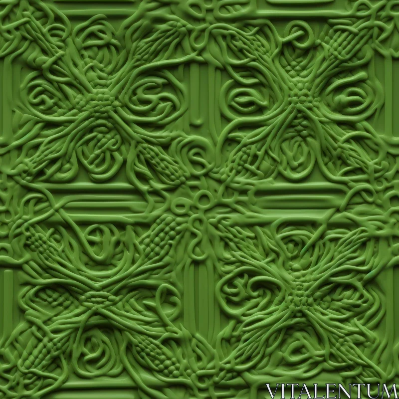 AI ART Green Twisted Ropes Pattern with Stars - Symmetrical Design
