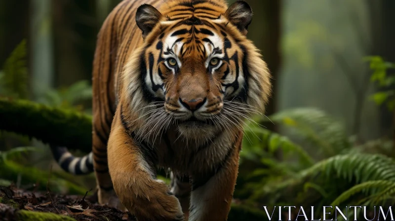 Majestic Tiger in Forest - Wildlife Encounter AI Image