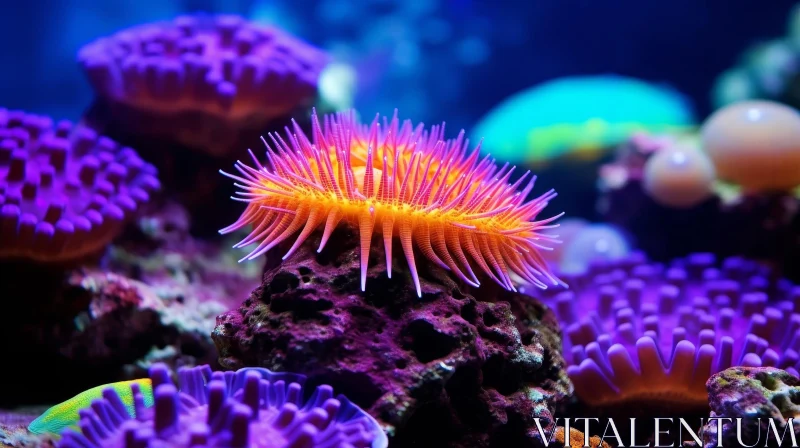 Pink and Purple Anemone in Vibrant Coral Reef AI Image
