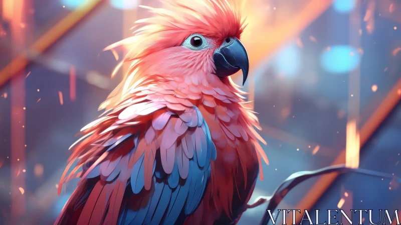 AI ART Pink Parrot Digital Painting