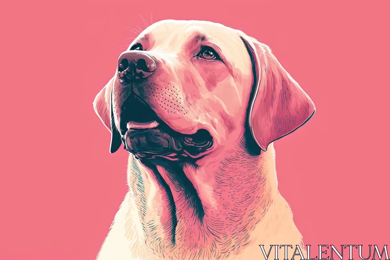 Realistic Labrador Retriever Illustration on Pink Background AI Image