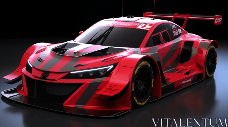 Captivating Red Race Car on Dark Background | Hand-Painted Details AI Image