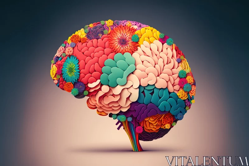 Colorful Flowers Brain Art | Vibrant Algorithmic Artistry AI Image