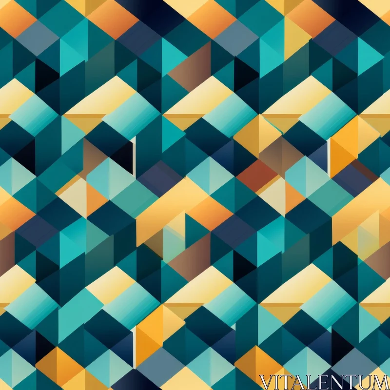 Dynamic Geometric Pattern in Blue, Green, and Yellow AI Image