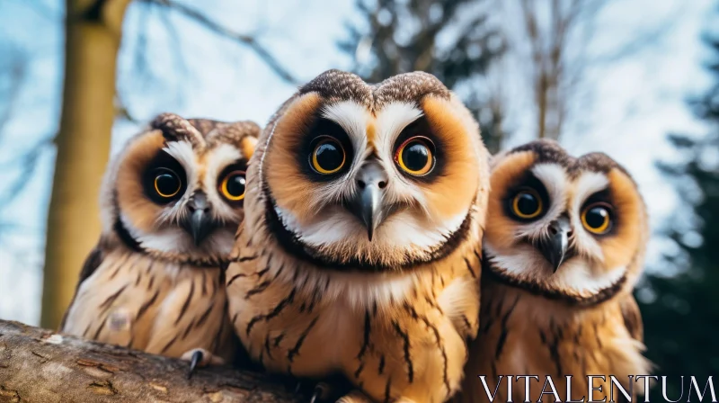 Enchanting Owls Perched on Branch | Wildlife Photography AI Image