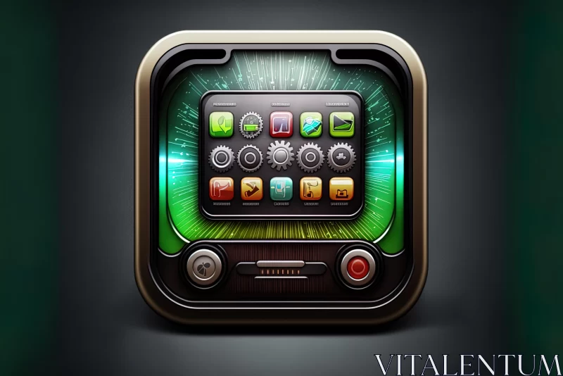 Hyper-realistic Sci-fi iPhone Icon with Green Buttons AI Image