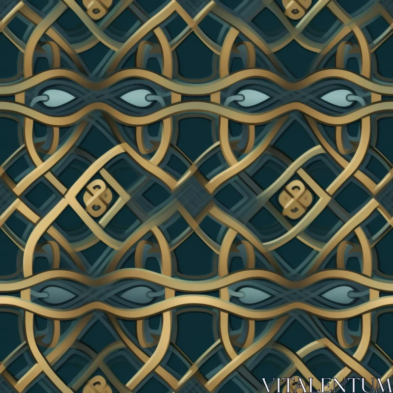 Intricate Celtic Knot Pattern in Dark Blue AI Image