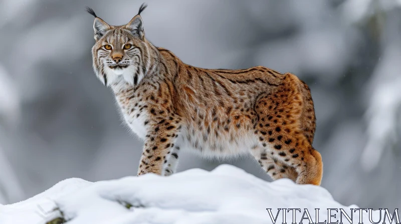 Majestic Lynx in Snowy Landscape AI Image