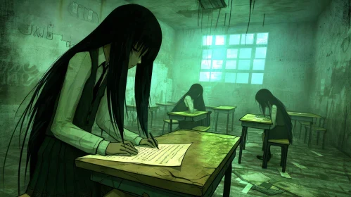 Mysterious and Eerie Classroom: Unsettling Image