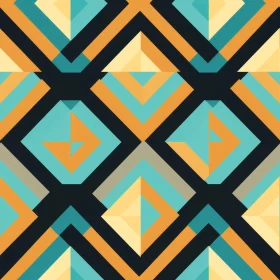 Seamless Geometric Pattern with Blue, Yellow, and Orange Diamonds
