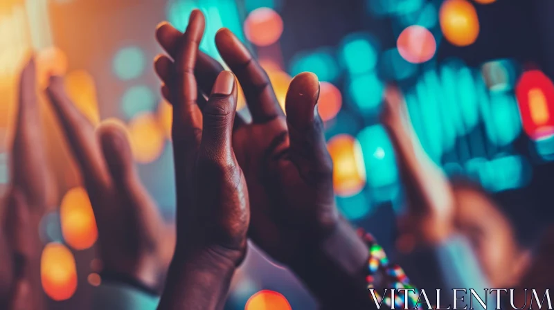 Captivating Image of People Clapping Hands in Dimly Lit Room AI Image