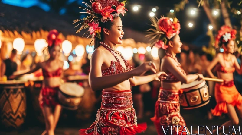 Captivating Tahitian Dance: Traditional Costume and Vibrant Movements AI Image