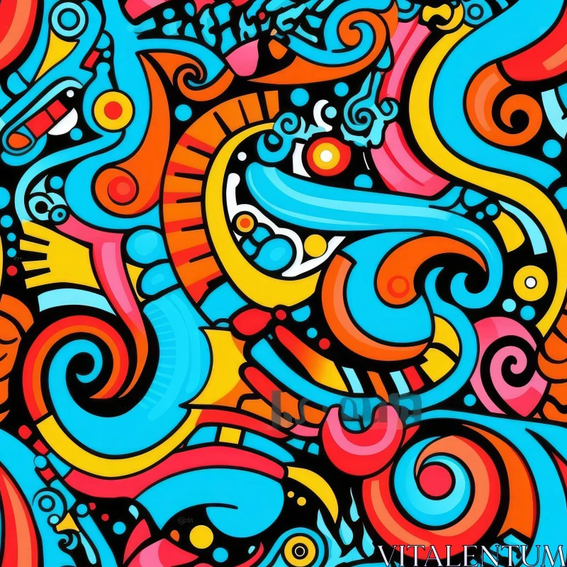Colorful Abstract Painting with Intricate Patterns AI Image