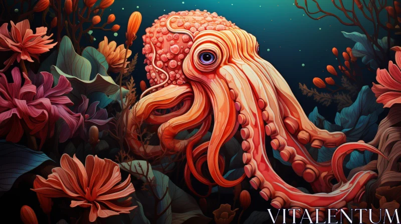 AI ART Colorful Octopus in Vibrant Underwater Scene