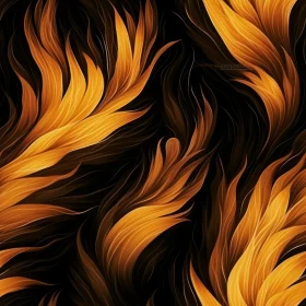 Hand-Drawn Feathers Seamless Pattern on Black Background