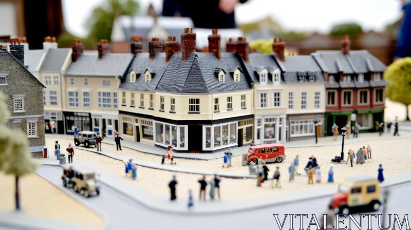 Intricate Diorama of a Charming Small Town AI Image