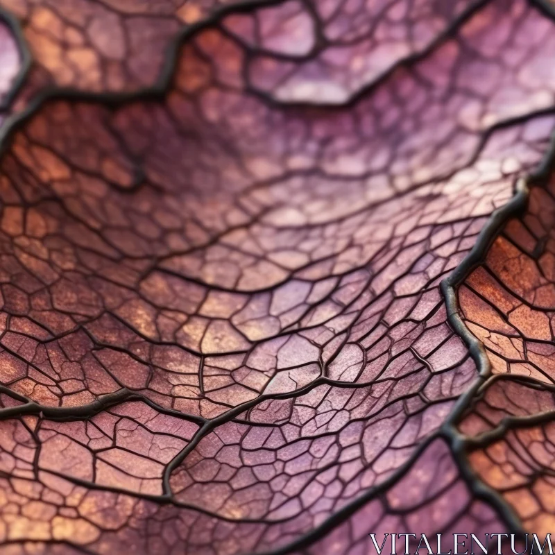 Leaf Texture: Cracks and Contrast on Pink Background AI Image