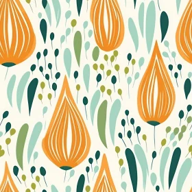 Orange Tulip Floral Seamless Pattern