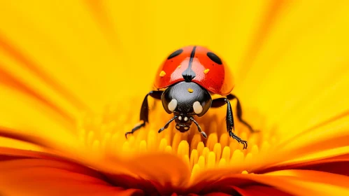 Red Ladybug on Yellow Flower