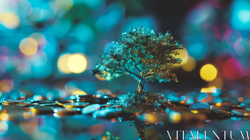 Captivating 3D Gold Tree Rendering | Symbol of Wealth and Growth AI Image