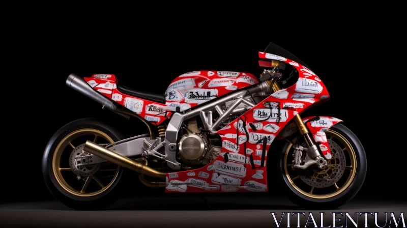 Captivating Motorcycle Design with Colorful Stickers | Striking 3D Rendering AI Image