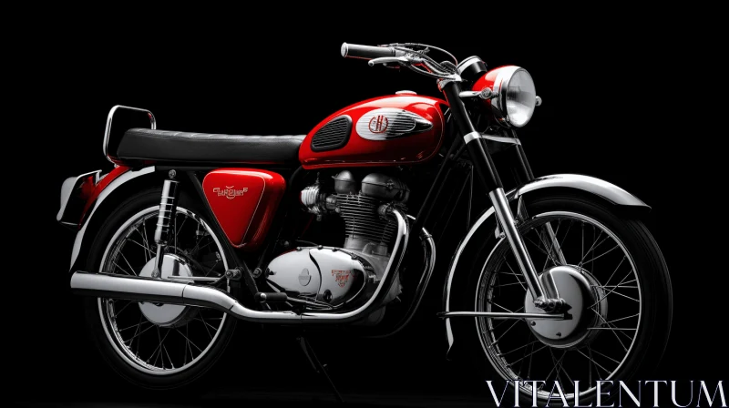 Captivating Red Vintage Motorcycle on Mysterious Black Background AI Image