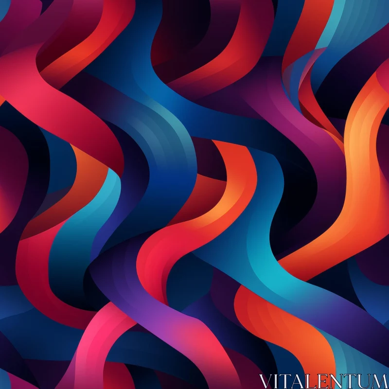 Colorful Waves Seamless Pattern on Black Background AI Image