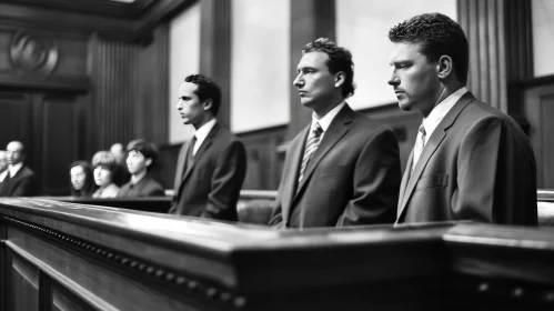 Courtroom Photo: Men in Suits in Introspective Moment