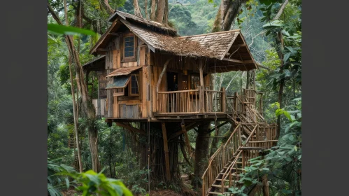 Enchanting Treehouse in a Lush Forest - Captivating Woodland Retreat