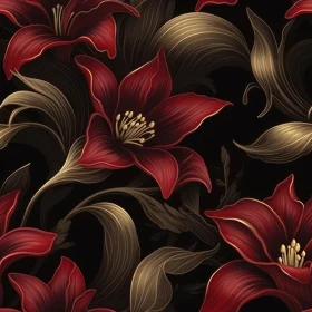 Red Lilies Seamless Floral Pattern
